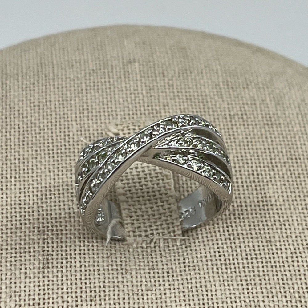 Vintage HAN 925 Sterling Silver Criss-Cross CZ Band Ring – Size 6.75 - Picture 6 of 17